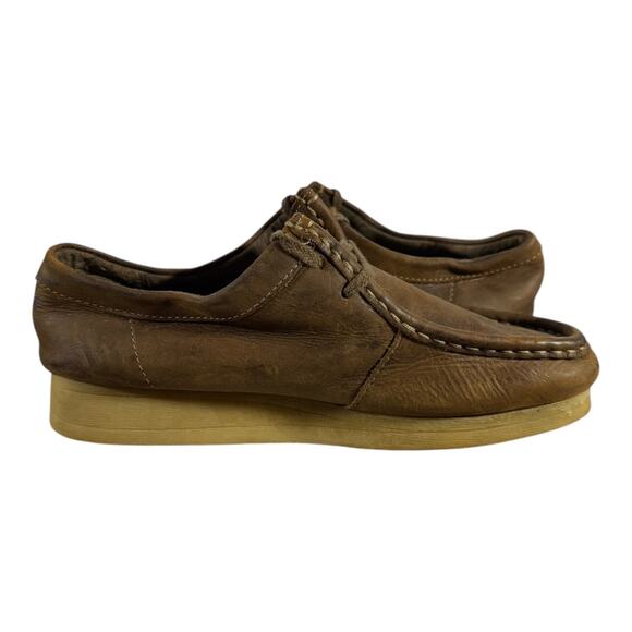 Clarks Wallabee Moc Toe Leather Shoes Women’s 6.5 Brown Crepe Sole Classic - Picture 6 of 7